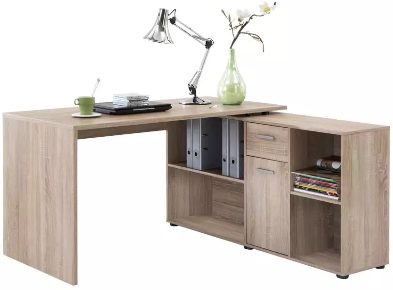 Mesa de estudio moderna, escritorio para ordenador con estante para gabinete, escritorio de oficina individual para el hogar