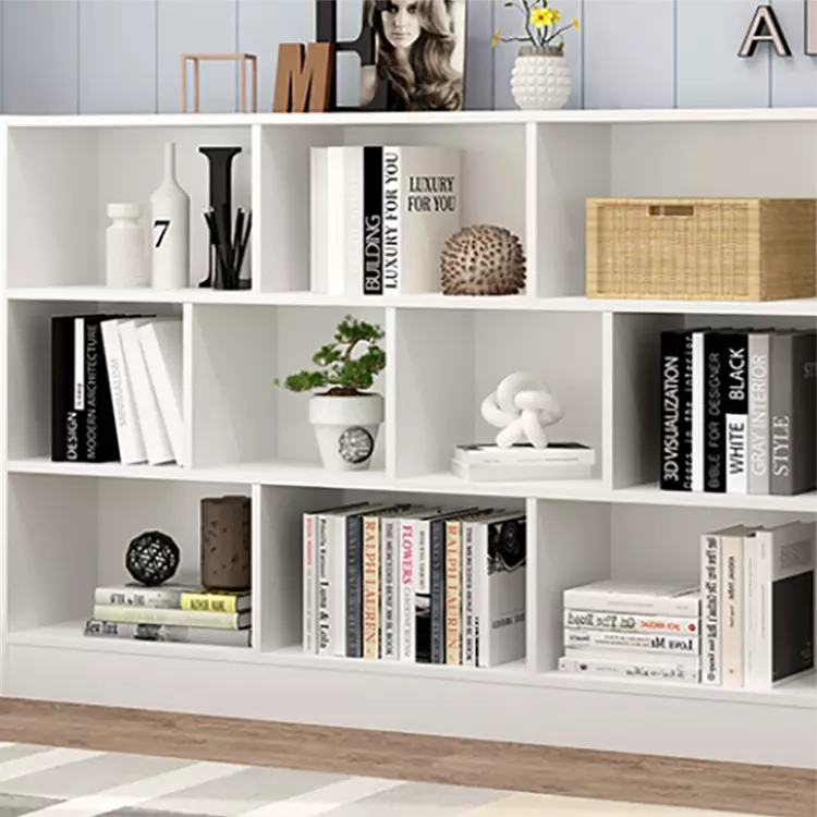 Estante para libros de madera multifuncional de diseño Simple, estantería negra y de roble con armario para sala de estar