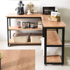 Muebles modernos para el hogar, cocina, comedor, tapa de madera, marco de Metal negro, mesa consola, escritorio con estante de exhibición, hierro