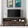 Mueble para TV moderno con listones de madera Walker de nogal oscuro y negro de 59 pulgadas 