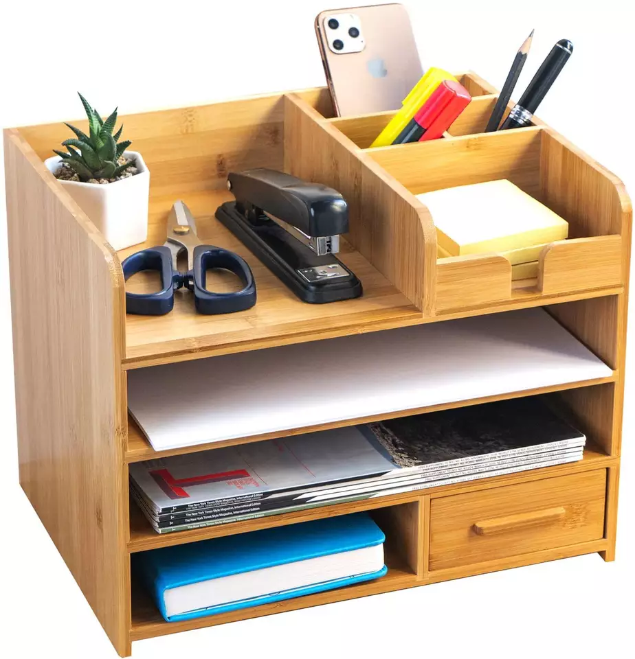 HOSTK-archivo de personalización moderno para oficina, almacenamiento de escritorio con cajones, estantes organizadores de escritorio de bambú