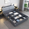 Muebles de dormitorio modernos, cama de almacenamiento multifunción, almacenamiento de madera maciza multifuncional, cama familiar suave de diseño